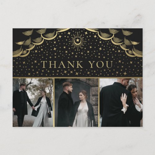 Gold Elegant Tarot Wedding Thank You Photo Postcard