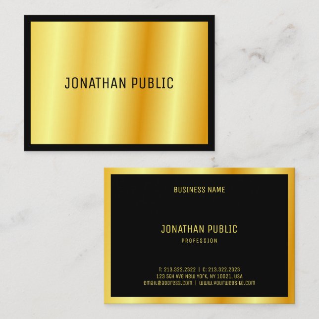 Gold Elegant Template Custom Modern Professional Business Card (Front/Back)