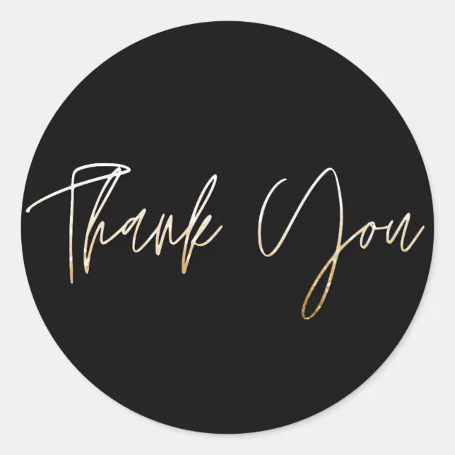Gold Elegant Thank You Classic Round Sticker | Zazzle