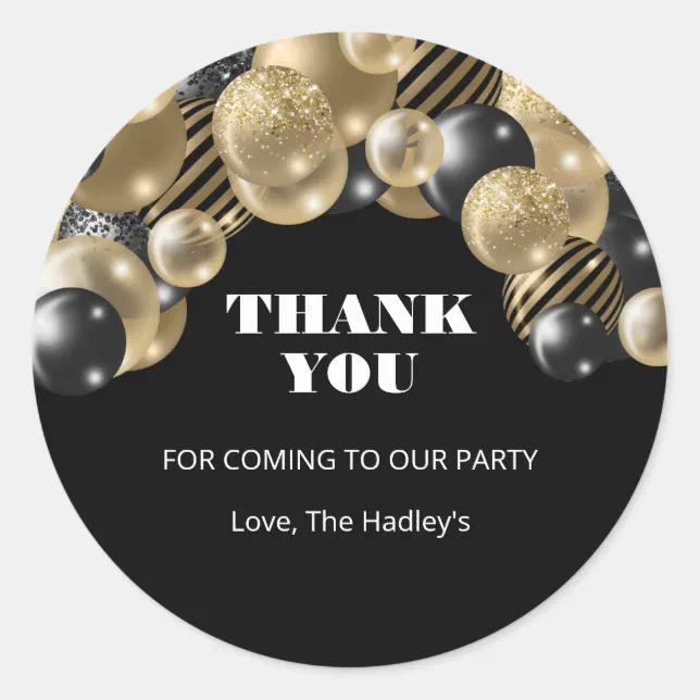 Gold Elegant Thank You Party Classic Round Sticker | Zazzle