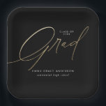 Gold Elegant Trendy Calligraphy Script Graduation Paper Plates<br><div class="desc">Gold Simple Trendy Calligraphy Photo Graduation Party Paper Plates features elegant faux gold foil calligraphy script,  and the graduate's details.</div>