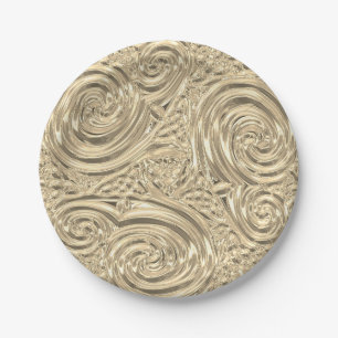 Gold elegant victorian art nouveau embossed look paper plates
