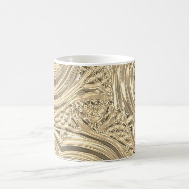 Gold elegant victorian art nouveau engraved look coffee mug (Center)
