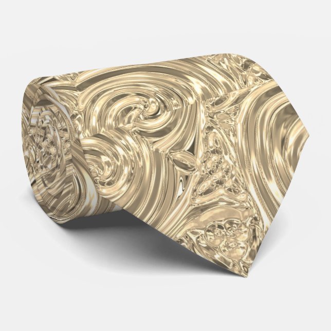 Gold elegant victorian art nouveau neck tie (Rolled)