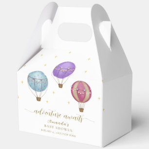 Gold Elegant Vintage Hot Air Balloon Baby Shower  Favor Boxes