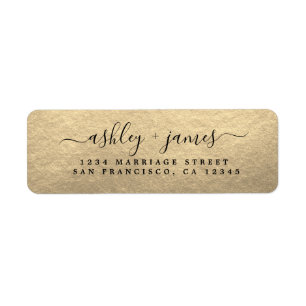 Gold Elegant Wedding Return Address Label