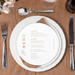 Gold Elegant Wedding Table Circle Menu Cards
