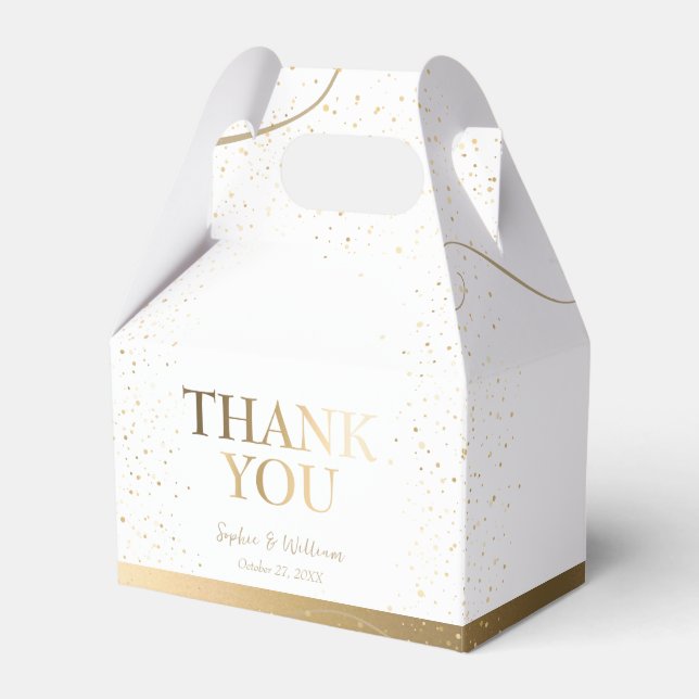 Gold Elegant Wedding Thank You Favor Boxes (Front Side)
