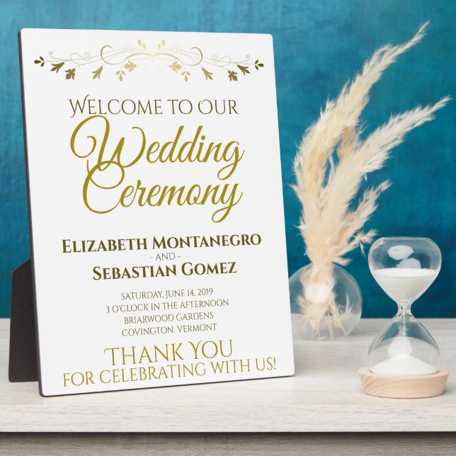 Gold Elegant Wedding Welcome Plaque (Side)