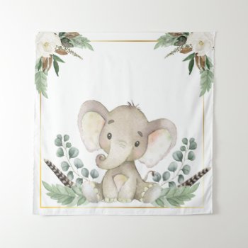 Gold Elephant Baby Shower Backdrop by AnnounceIt at Zazzle