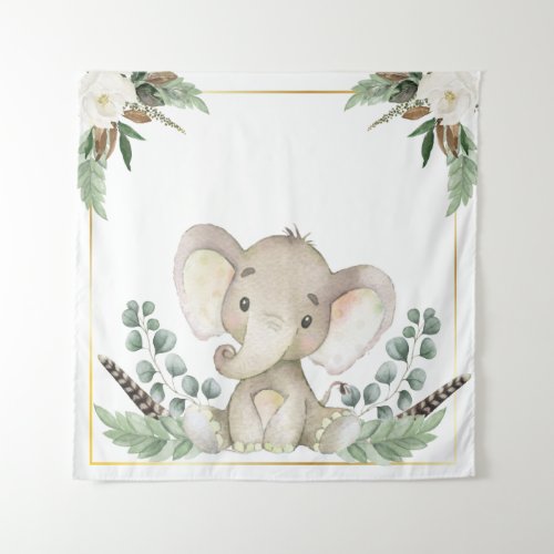 Gold Elephant Baby Shower Backdrop