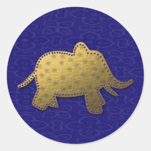 gold elephant classic round sticker