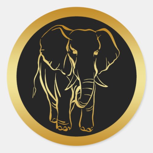 GOLD ELEPHANT CLASSIC ROUND STICKER