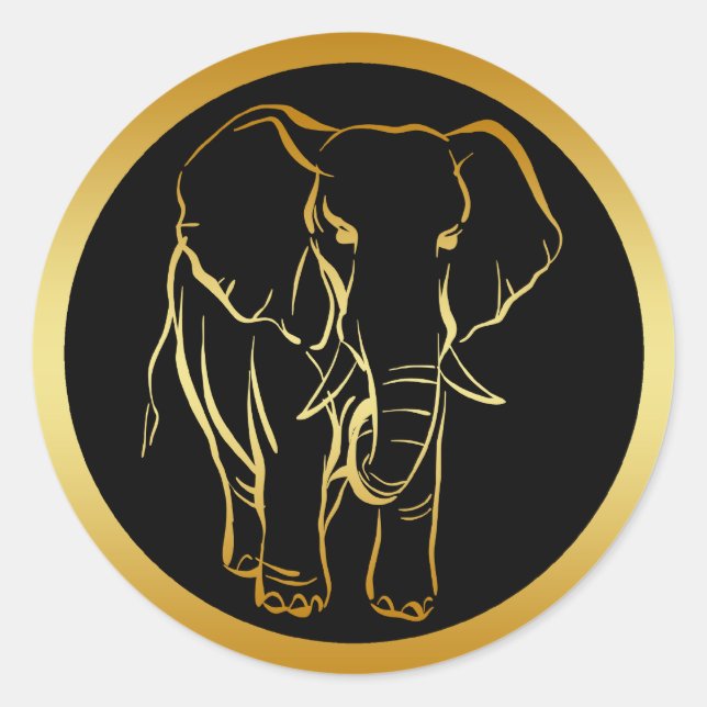 GOLD ELEPHANT CLASSIC ROUND STICKER (Front)