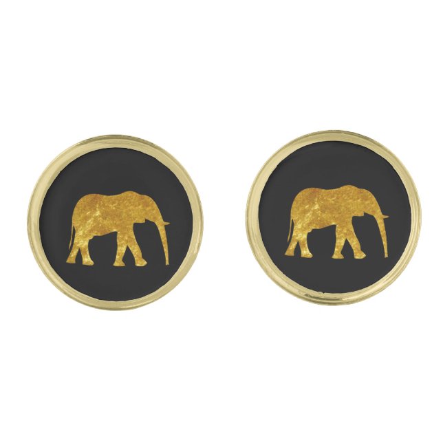 Gold Elephant Cufflinks (Front)