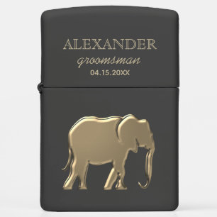 Gold Elephant Groomsman Zippo Lighter