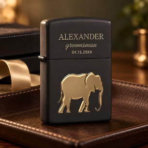 Gold Elephant Groomsman Zippo Lighter