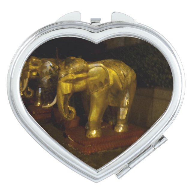 Gold Elephant Heart Compact Mirror (Front)