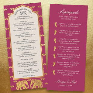 Gold Elephant Indian & Hindu Wedding Program Card