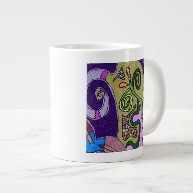 Gold Elephant Large Coffee Mug (Front Right)