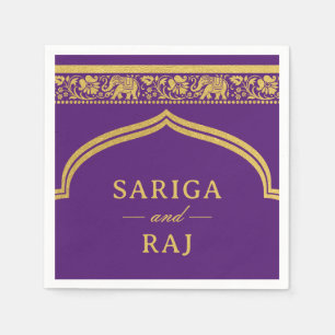 Gold Elephant & Lotus Flower Mundap Arch Wedding Napkins