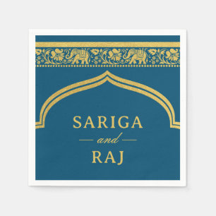 Gold Elephant & Lotus Flower Mundap Arch Wedding Napkins