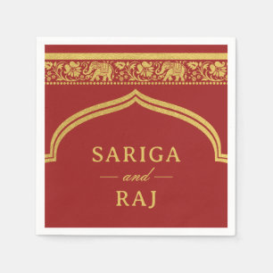 Gold Elephant & Lotus Flower Mundap Arch Wedding Napkins