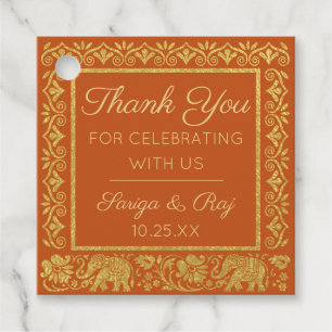 Gold Elephant & Lotus Wedding Return Gift Favor Favor Tags