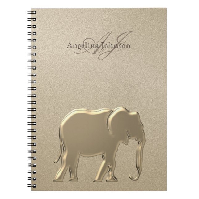 Gold Elephant Luxury Monogrammed Notebook (Front)