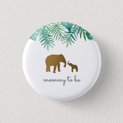 Gold Elephant Mommy To Be Baby Shower Button