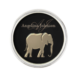 Gold Elephant Monogram Lapel Pin