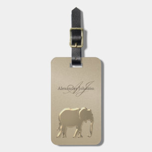 Gold Elephant Monogram Luggage Tag