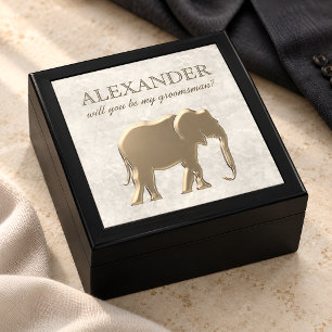 Gold Elephant Personalized Groomsman Proposal Box