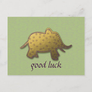 gold elephant postcard