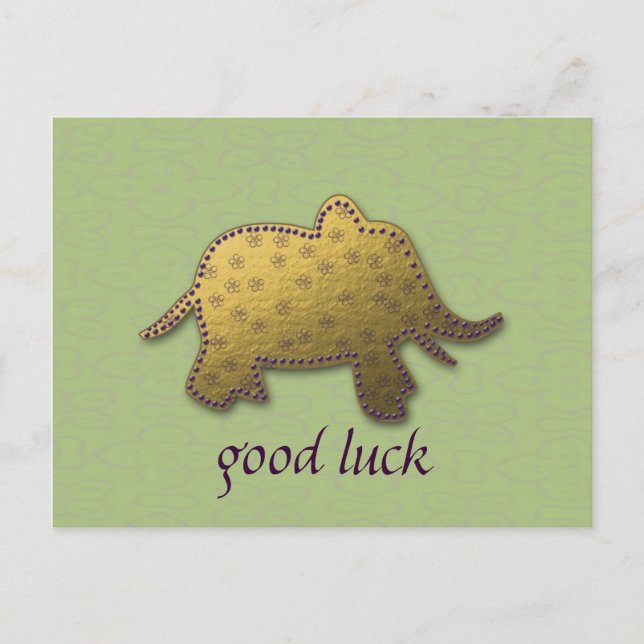 gold elephant postcard (Front)