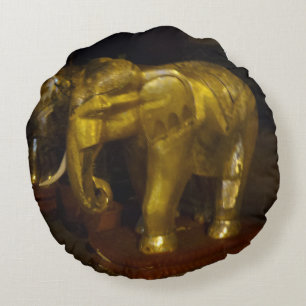 Gold Elephant Round Pillow