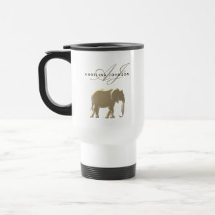 Gold Elephant Travel Mug Personalized