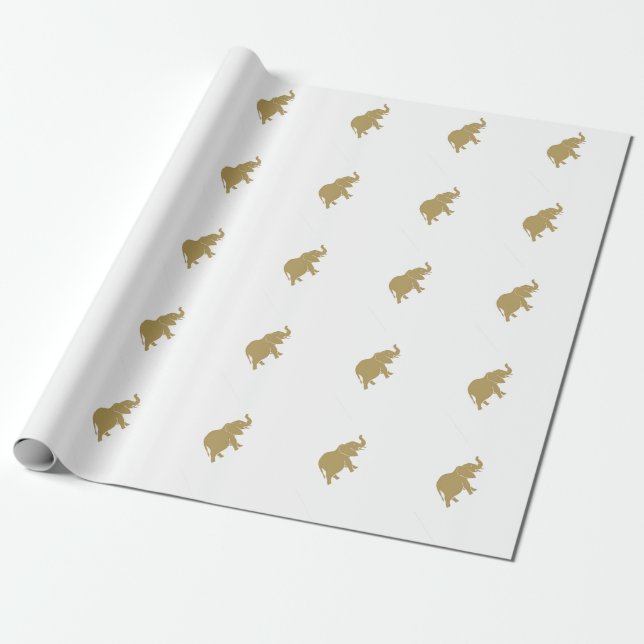 Gold elephant wrapping paper (Unrolled)