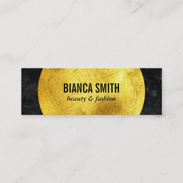 Gold Embellish II | Black Mini Business Card (Front)