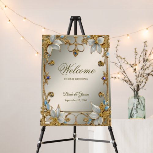 Gold Embellishing Frame White Floral Wedding Foam Board