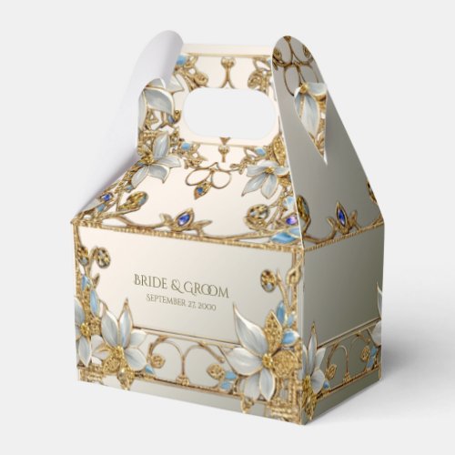 Gold Embellishing White Floral Favor Box