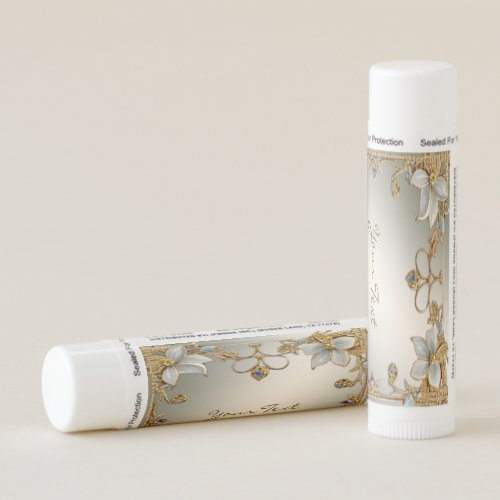 Gold Embellishing White Floral Lip Balm