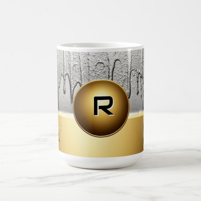 Gold Emblem With Dripping Silver Paint Coffee Mug (Center)