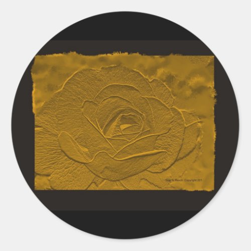 Gold Emboss Look  Rose Classic Round Sticker