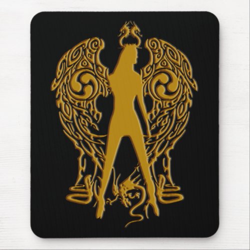 Gold Emboss Serpent Angel Mousepad