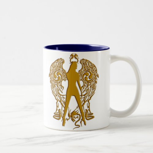 Gold Emboss Serpent Angel Mug