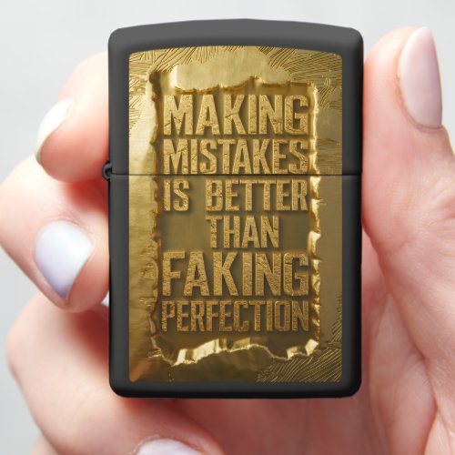 Gold Embossed Perfection Quote Zippo Lighter