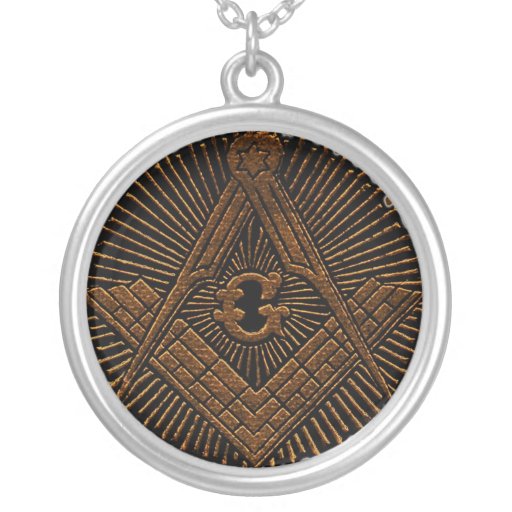 Gold embossed square and compass Masonic Necklace | Zazzle