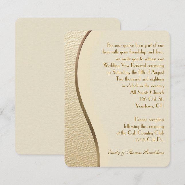 Gold Embossed Wedding Vow Renewal Invitation (Front/Back)