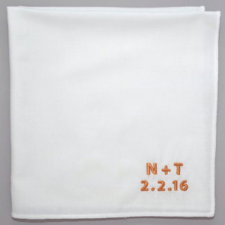 Gold Embroidered White Linen Pocket Square